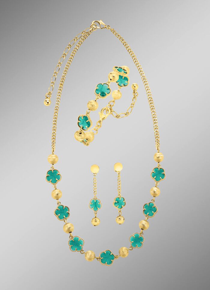 Sieradenset, 3-delig, met bloemmotief 