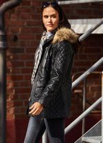 Leren jack met afneembare capuchon 