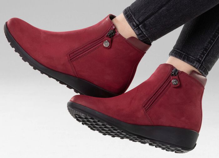 ELENA EDEN enkellaarzen met nappaleren bekleding RUBY RED