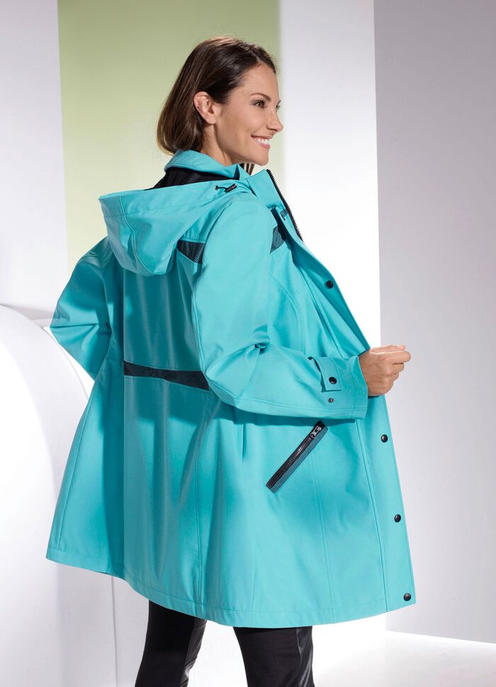 Lange functionele jas met afneembare capuchon 