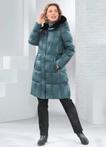 Korte donsjas met vaste capuchon SPARRENGROEN