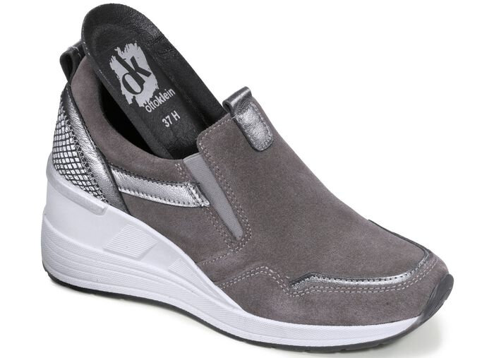 Slippers gemaakt van rundsu&egrave;de GRIJS