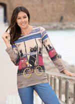 Shirt met "kattenmotief" VEELKLEURIG