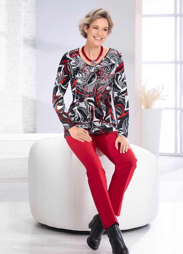 Shirt met ronde V-hals 