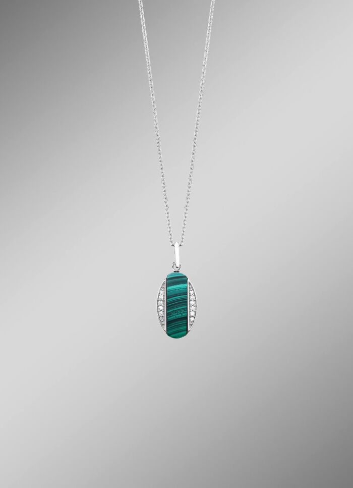 Hanger met zirkonia en malachiet 