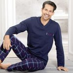 Pyjama van Comte met V-hals en geweven flanellen broek 