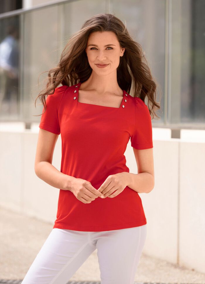 Shirt met decoratieve knopen in 2 kleuren KORAAL