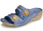 Gemini muiltjes van deels gekleurd rundnappaleer DENIM ORANJE
