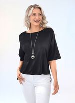 Casual overhemd met korte zijsplitten ZWART