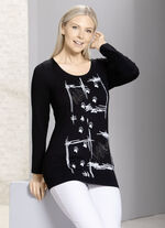 Shirt met contrastprint in 2 kleuren ZWART