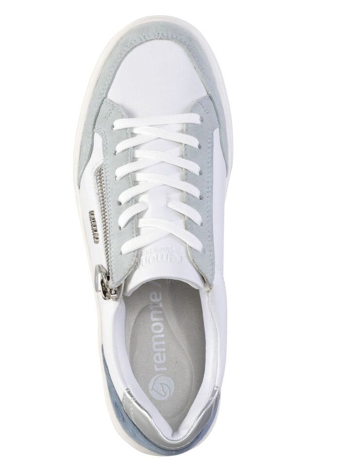 Remonte sneakers gemaakt van nappa- en suèdeleer met metallic afwerking BLAUW-WIT-ZILVER