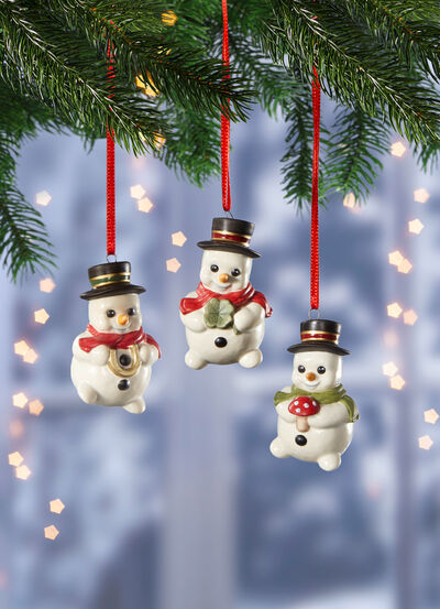Sneeuwpophangers van fijn steengoed, set van 3 