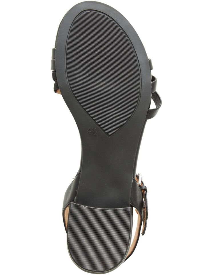 Caprice sandaal van gedeeltelijk gemetalliseerd nappaleer ZWART