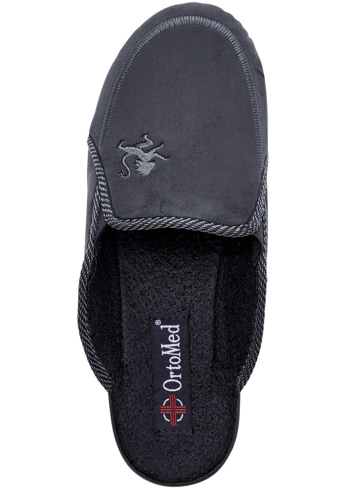 Tweepack klassieke herenpantoffels, breedte H, met elastische band BLAUW-ZWART