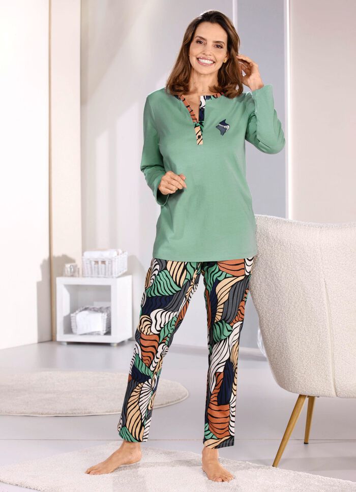 Tweepak Laurina pyjama's met knoopjes aan de voorkant 