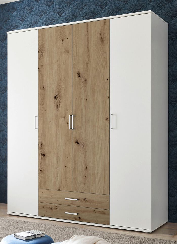 Moderne kledingkast met montageservice op aanvraag WIT EIKEN