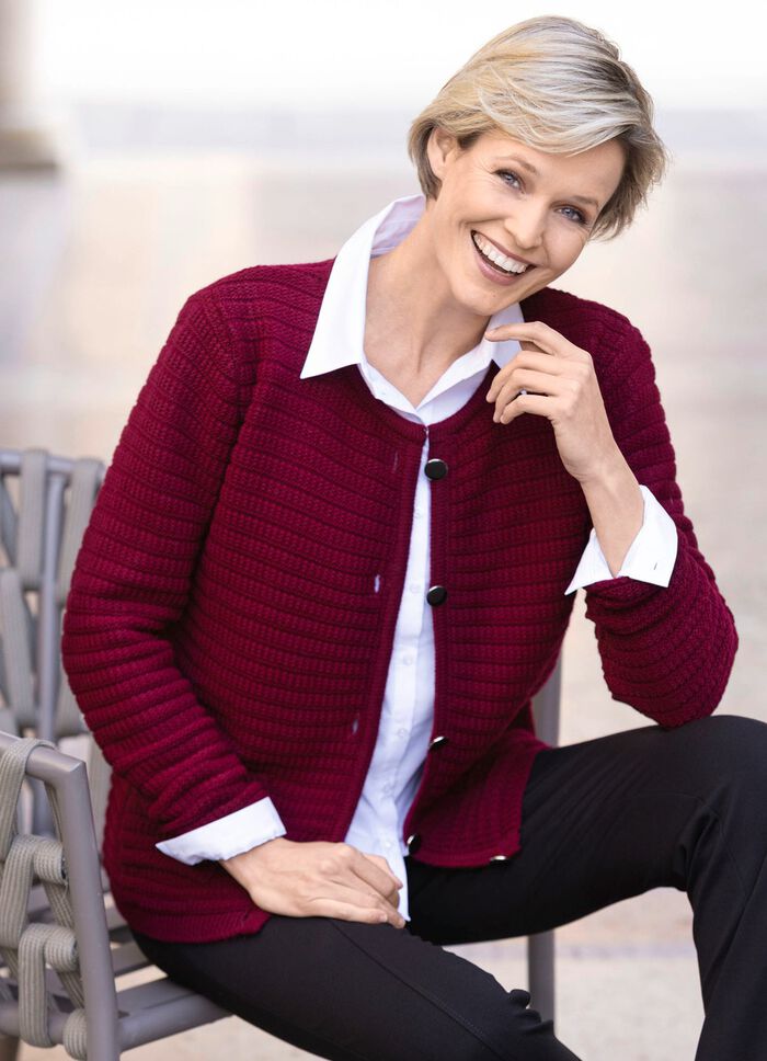 Cardigan met all-over structuur BORDEAUX