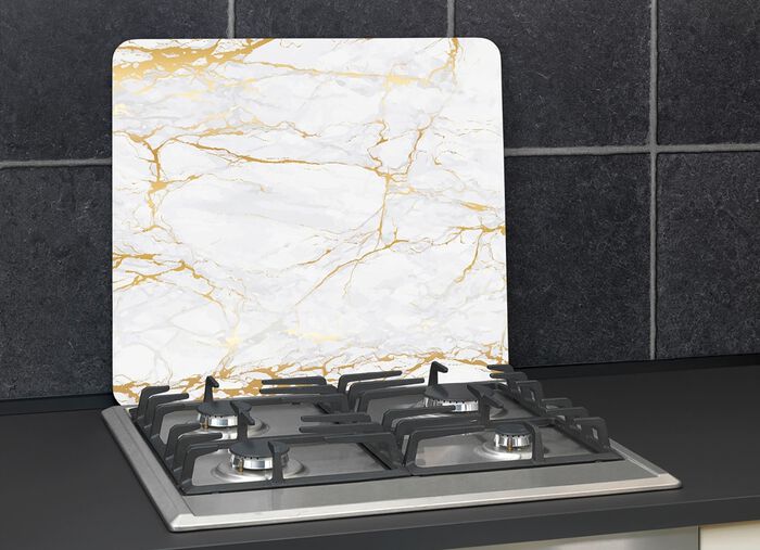Kookplaat afdekplaten/wandpaneel, motief marmer goud 