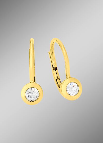 Elegante oorbellen in geel goud met diamanten 