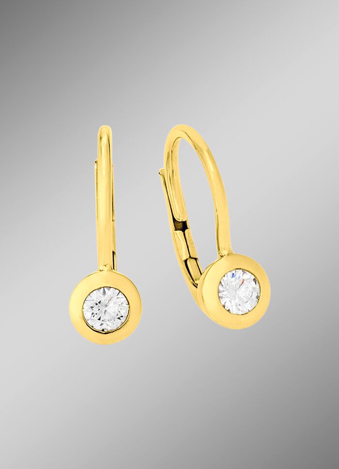 Elegante oorbellen in geel goud met diamanten 