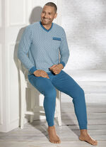 Pyjama met V-hals, borstzak en boorden 