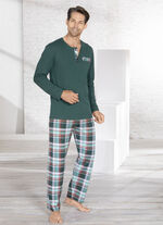 Pyjama met knoopsluiting en borstzakje 