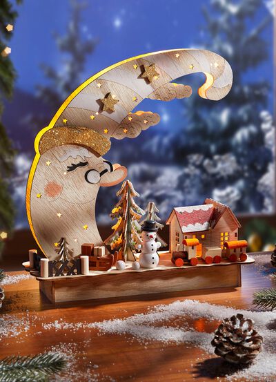 Verlichte houten decoratie 