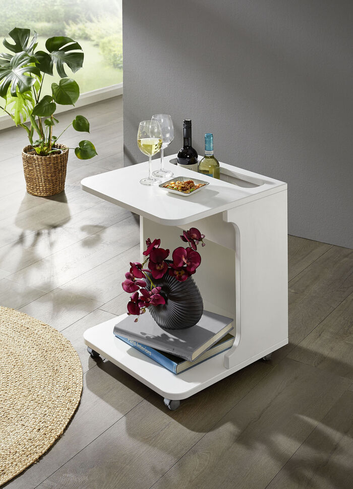 Serveerwagen van massief beukenhout WIT