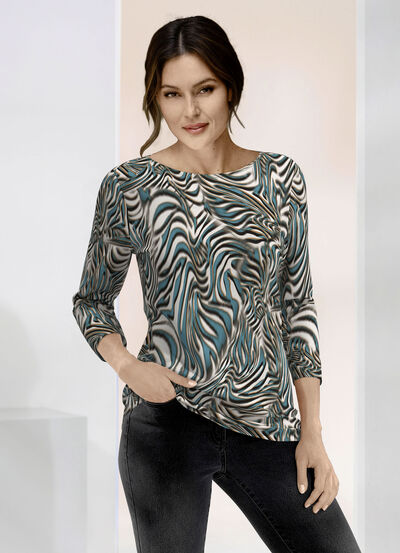 Shirt met modieuze boothals in 2 kleuren 