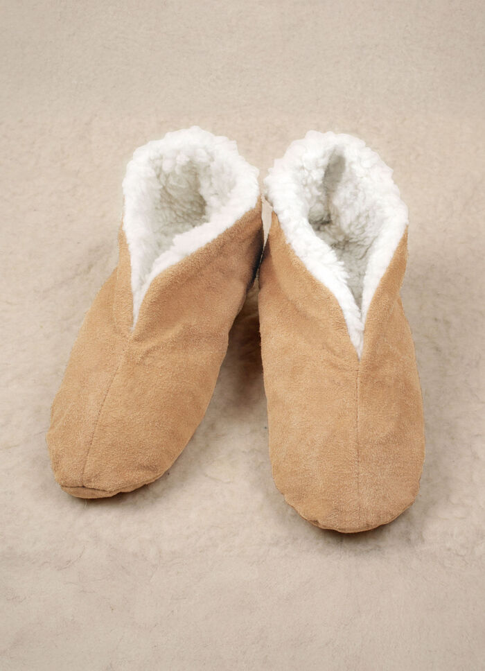 Pantoffels van bont BEIGE