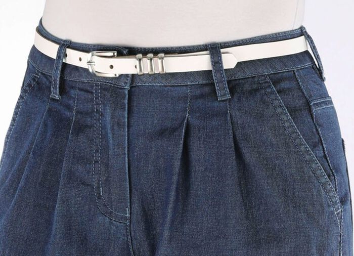 Stijlvolle leren damesriem, 1,5 cm breed WEISS