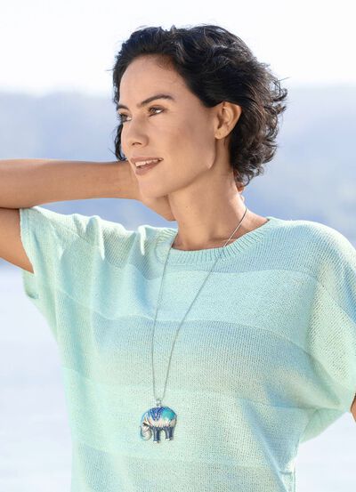 Slangenketting in zilverlook met olifantenhanger 