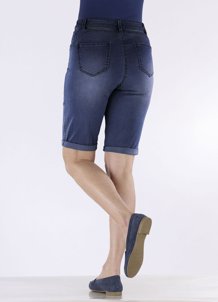 Bermuda's met push-up effect DONKERBLAUW