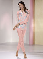 Pyjama, lange mouwen met knoopsluiting ABRIKOOS-MEERKLEURIG