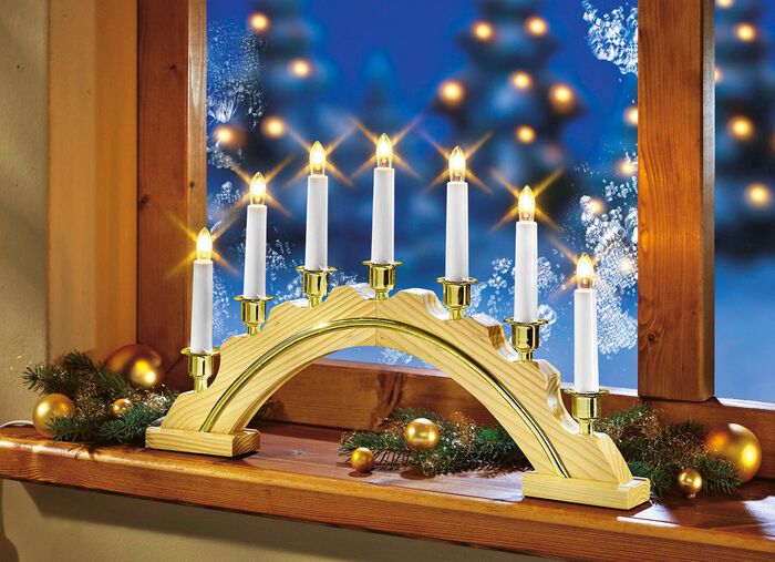 Houten boog, 7 lampen 