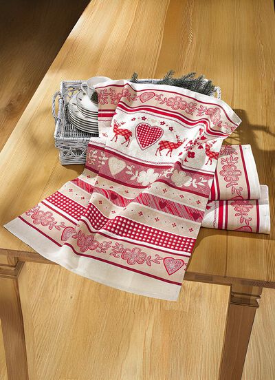 Theedoeken, set van 3, met winterse motieven 