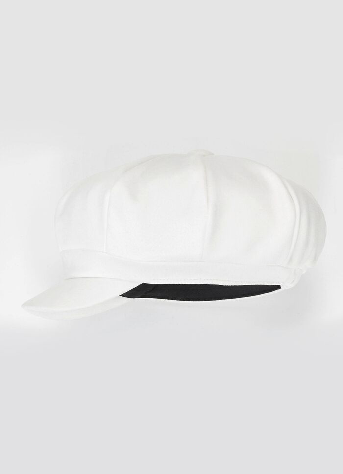 Elegante dames krantenjongenspet met elastiek aan de achterkant WIT