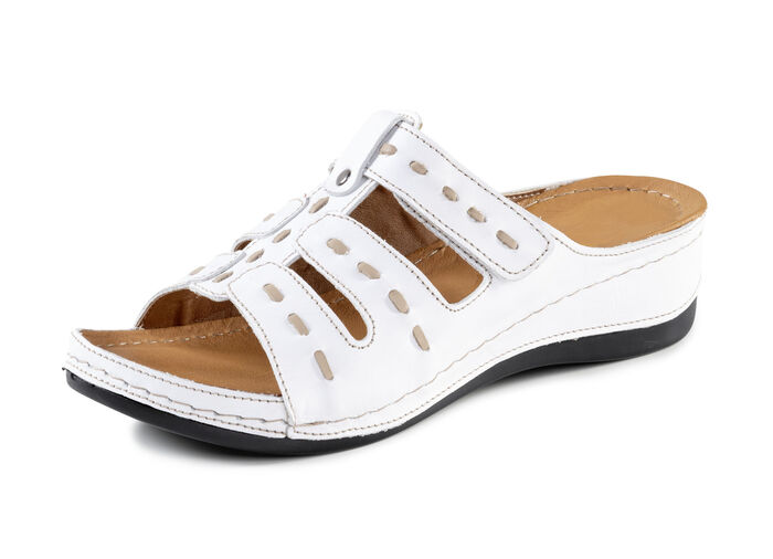 ELENA EDEN muiltjes van nappaleer met contrasterende details WIT