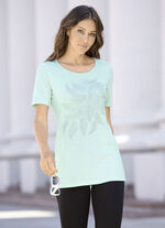 Shirt met plaatje en strassversiering in 2 kleuren MUNT