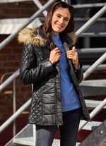 Leren jack met afneembare capuchon 