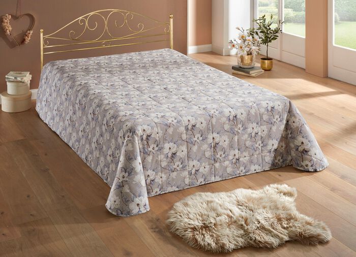 Geruite gewatteerde spreien en kussenslopen BEIGE