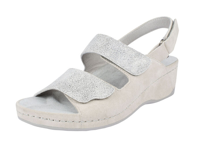 Comfortabele sandalen met klittenband gemaakt van suède leer CRÈME
