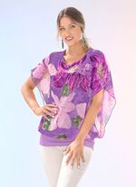 Overhemdblouse met chiffonworp in 2 kleuren LILA-AUBERGINE-BEIGE