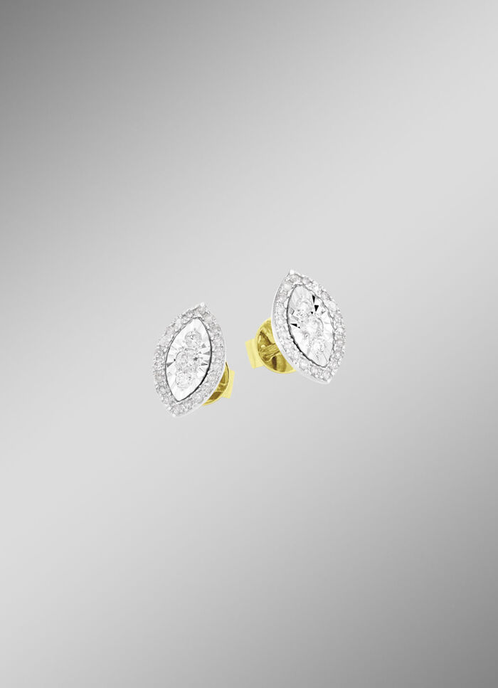 Oorstekers met 6 briljant geslepen diamanten en 40 diamanten 