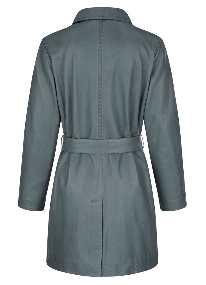 Korte leren jas met omslagkraag 