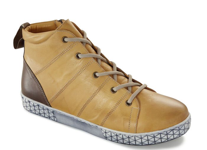 Gemini enkellaarsjes met veters van leer in de kleur schaduw GEEL-BRUIN