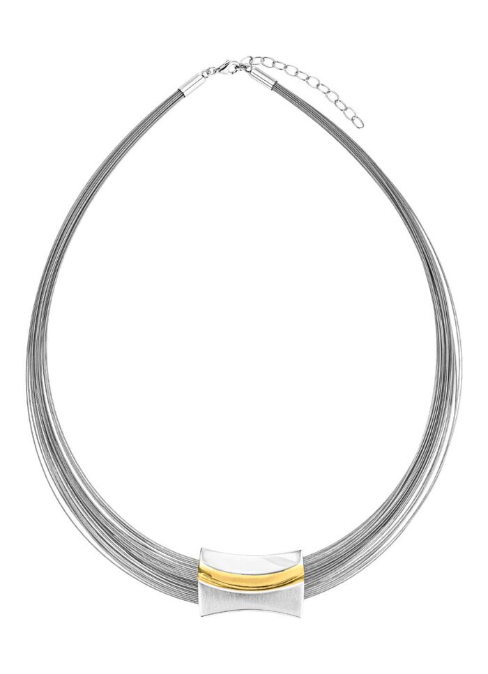 Moderne bicolorset van 925/- fijn zilver en staal 