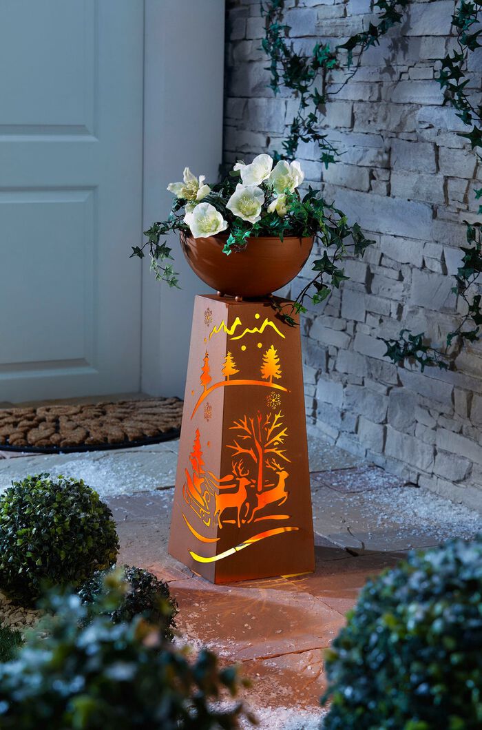 Decoratieve zuil van metaal met roestlook 