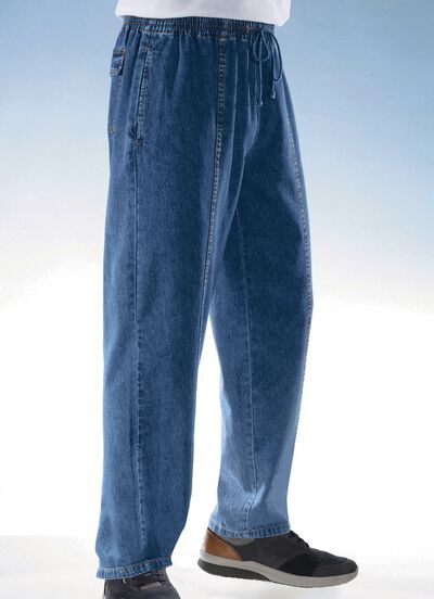 Pull-on jeans met elastische band en trekkoord in 4 kleuren 