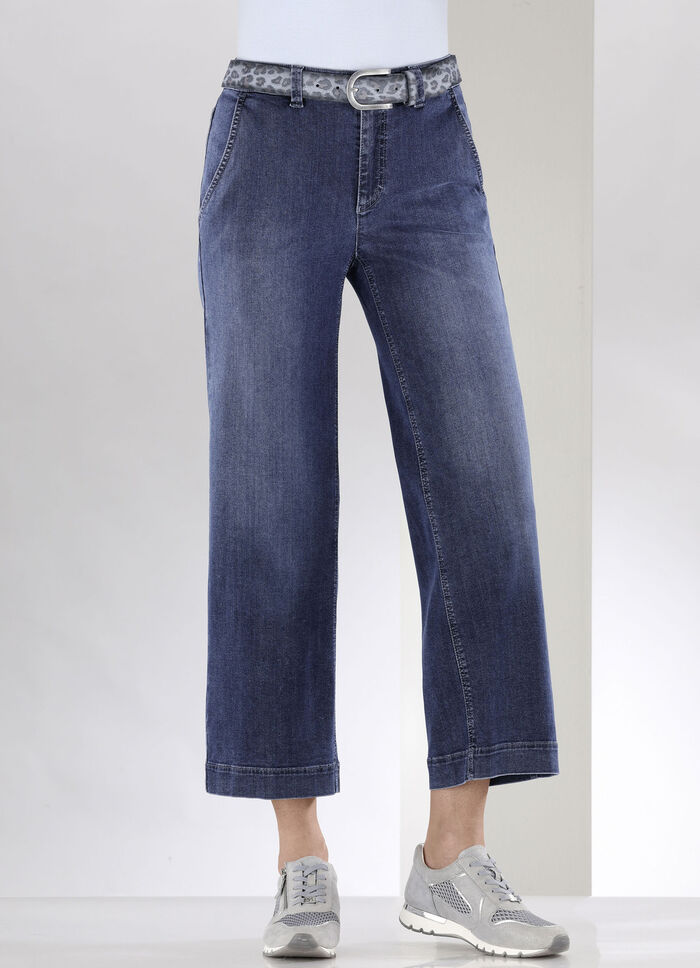 Jeansculotte met luchtige, wijde pijpen DONKERBLAUW